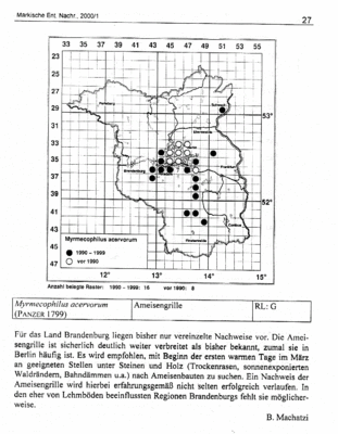 Kartierungsstand 2000 Myrmecophilus